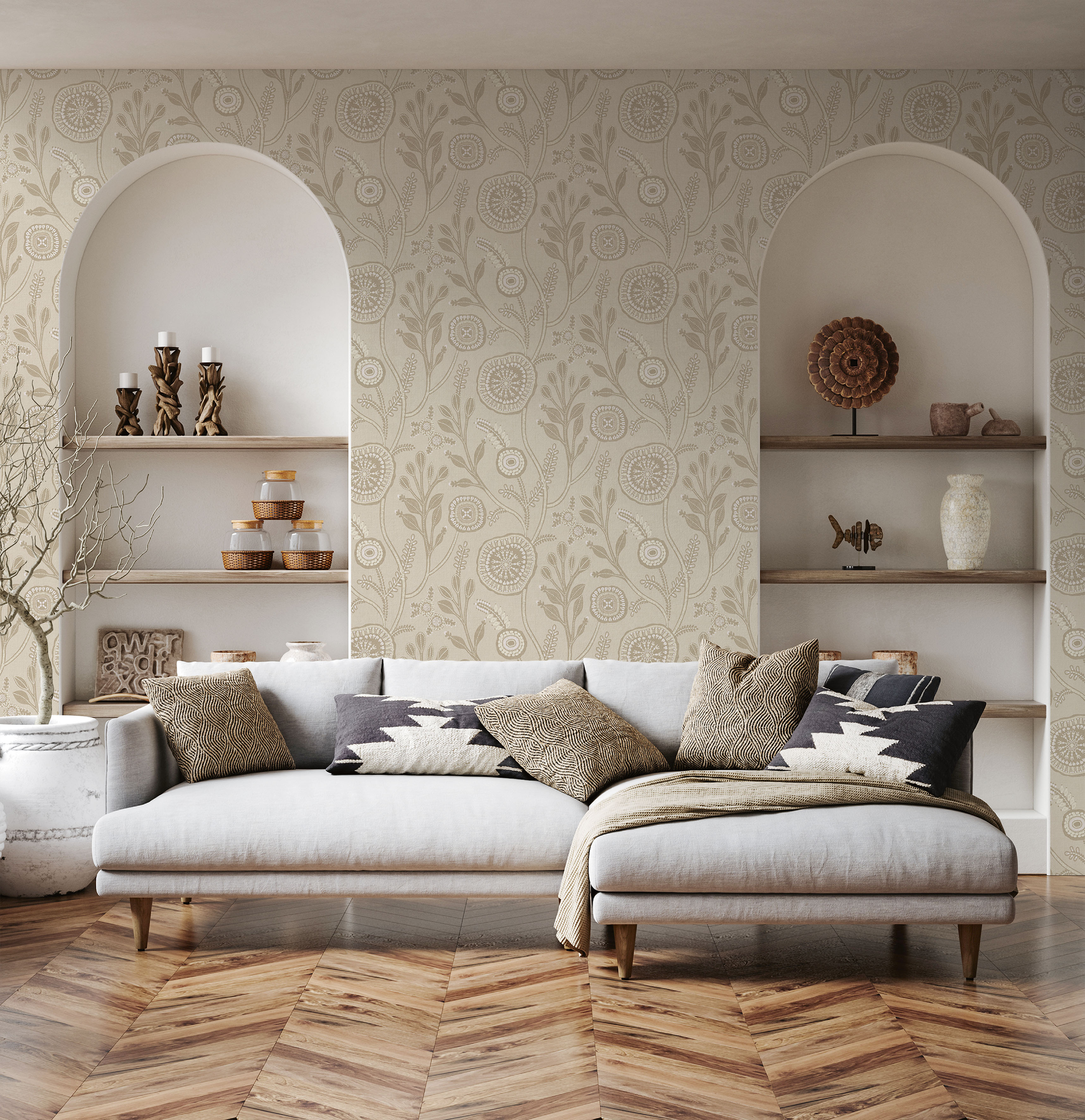 Обои Milassa Полинезия Маракуйя PLZ3 002/1 10,05×1 фото в интерьере